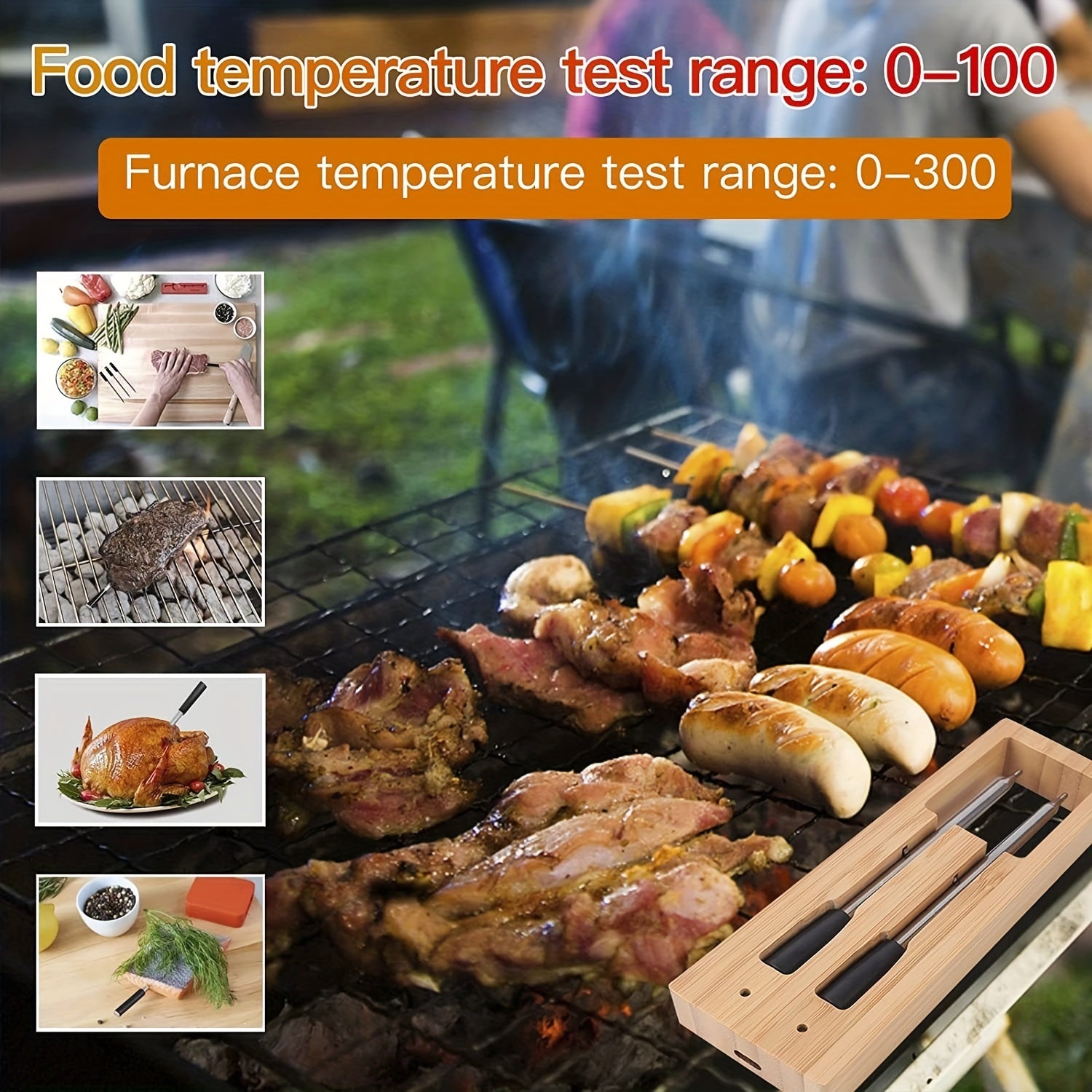 Smart Meat Thermometer Waterproof Wireless Dual Probe Digital Cooking