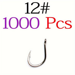 1000pcs High Carbon Steel Fishing Hooks 12 15 Barbed Fishhooks