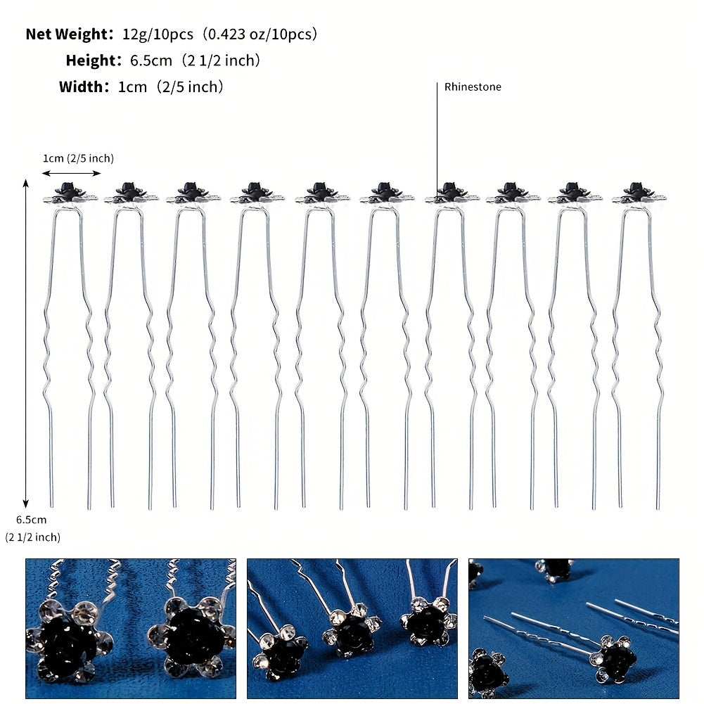 10pcs Rhinestone Flower Hairpin Bridal Wedding Hair Accessories