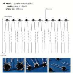 10pcs Rhinestone Flower Hairpin Bridal Wedding Hair Accessories