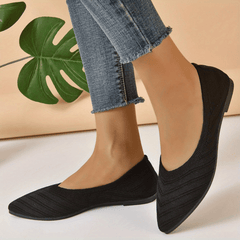 Women's Pointed Toe Ballet Flats Slip On Knit Shoes