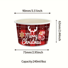 24 Christmas Treats Disposable Paper Bowls Ice Cream Bowls Christmas Decoration