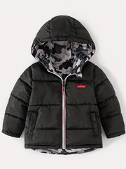 Boys Camo Puffer Coat Hooded Jacket Winter Warm Kids Clothes