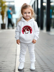 Girls 2pc Christmas Elk Hooded Sweatshirt Set