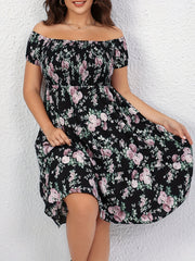 Floral Print Off Shoulder Dress Plus Size