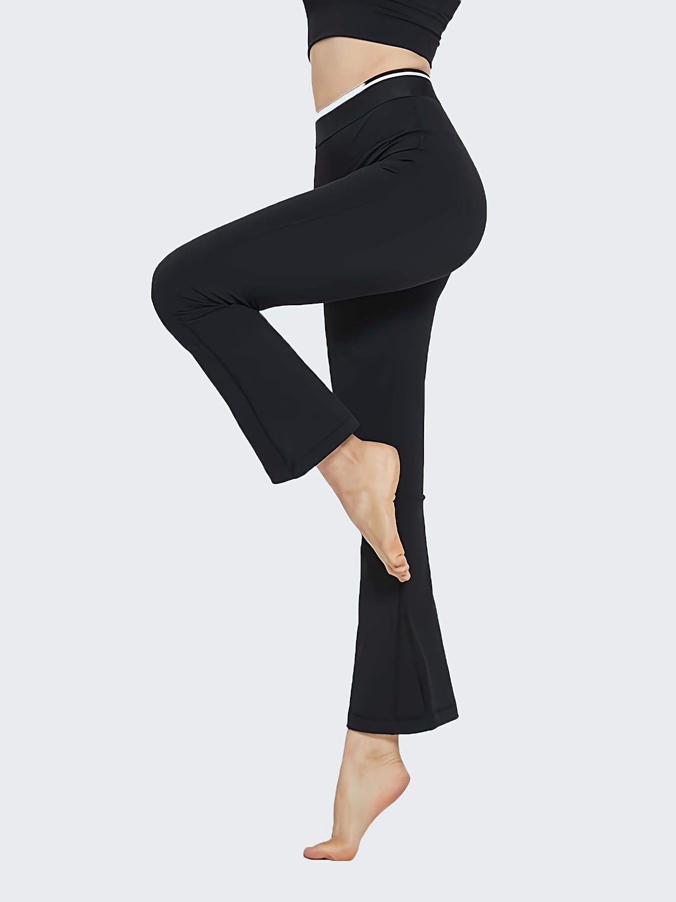 High Waist Bell Bottom Yoga Pants Loose Fit Fitness Bootleg Pants