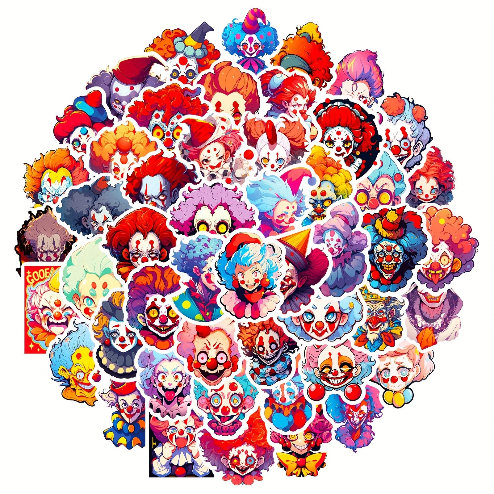 50pcs Funny Clown Graffiti Stickers Laptop Helmet DIY Waterproof Stickers