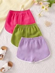3pcs Toddler Girls Bow Front Elastic Waist Casual Contrast Binding Track Shorts