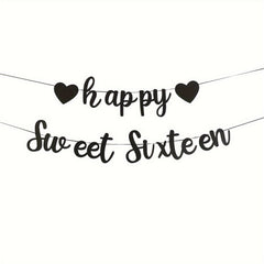 Sweet Sixteen Birthday Banner DIY Rose Golden Glitter Decorations