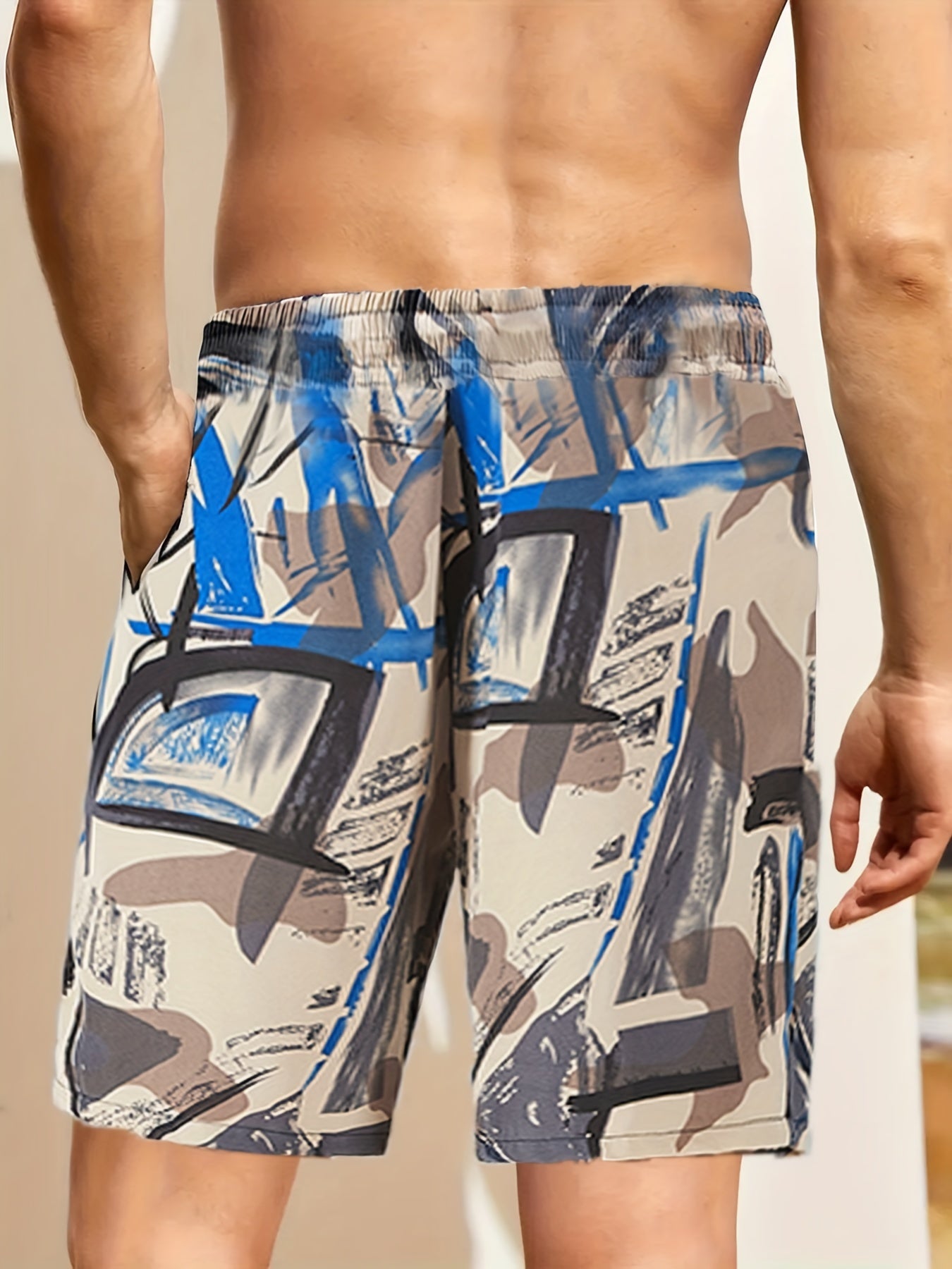 Men's Stylish Letter Pattern Print Swim Trunks Quick Dry Beach Shorts