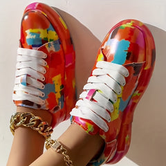 Colorful Print Thick Bottom Sneakers Lightweight Non slip Shoes