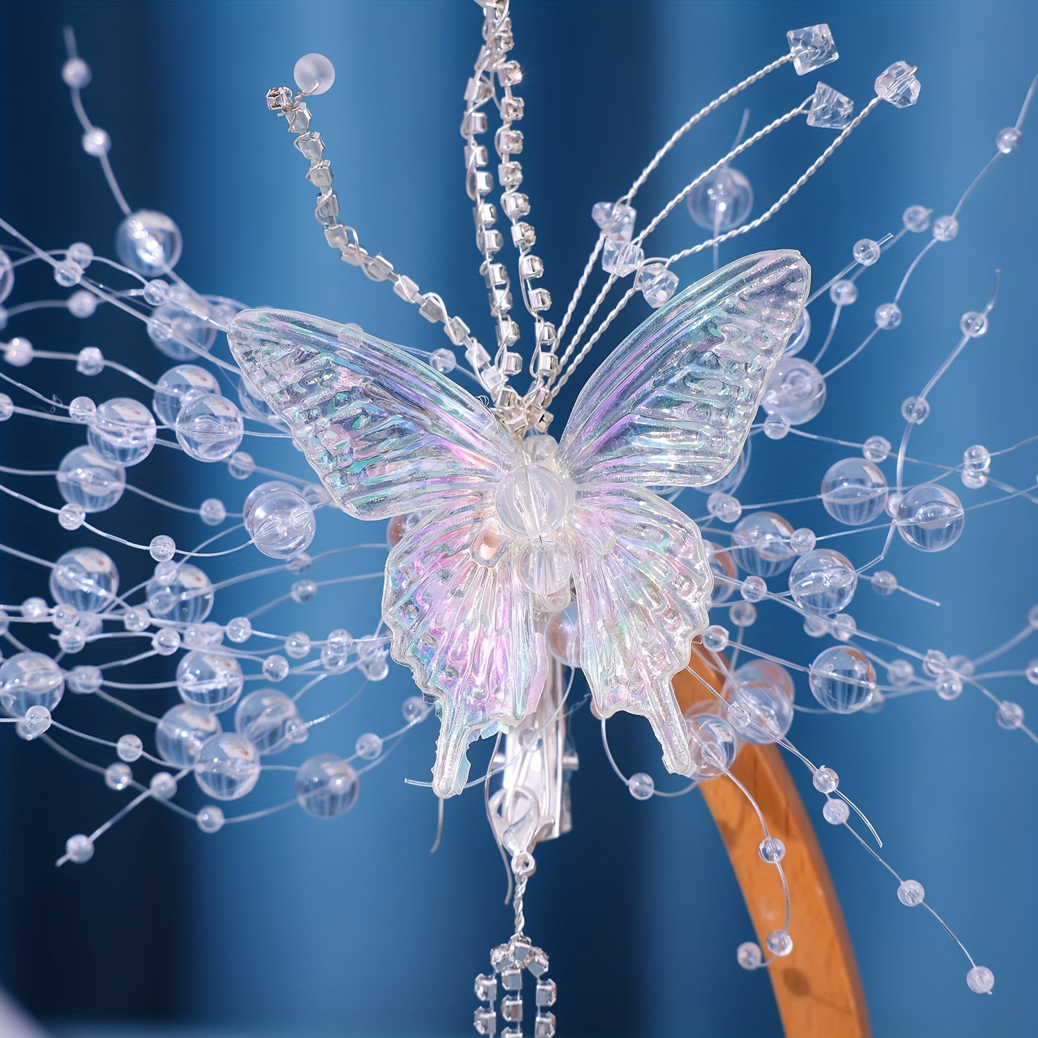 Rhinestone Tassel Clip Butterfly Hairpin
