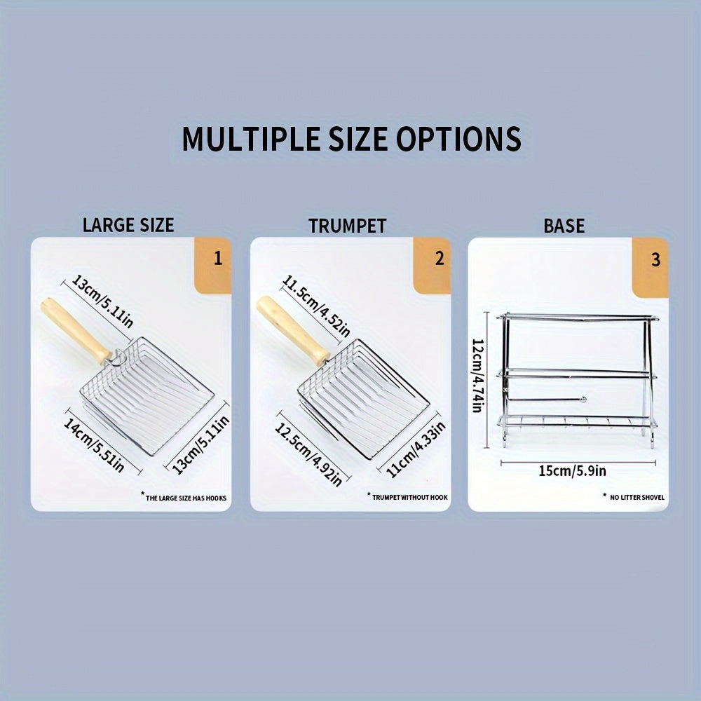 Stainless Steel Cat Litter Shovel with Wooden Handle