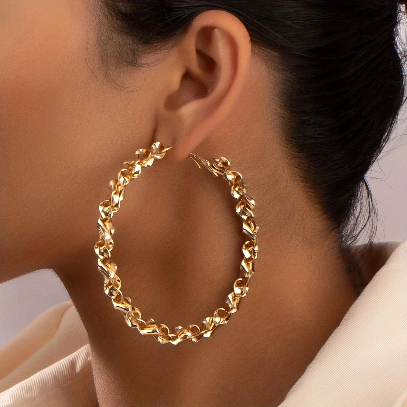 18K Plated Golden Hoop Earrings for Women