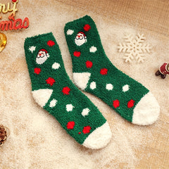 6 Pairs Christmas Fuzzy Socks Cozy Mid Tube Women's Stockings