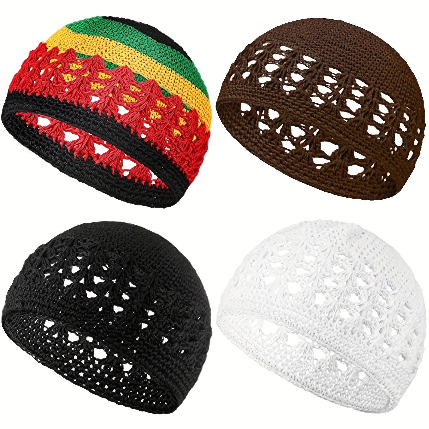 4pcs Knitted Beanie Crochet Hat Unisex Skull Cap