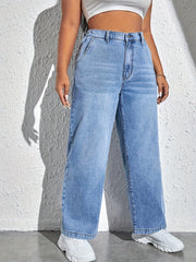 Solid Wide Leg Jeans