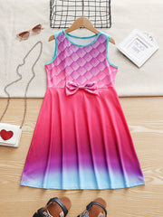 Girls Dreamy Gradient Fish Scale Sleeveless Dress for Summer Party