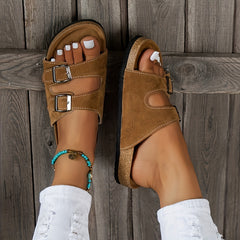 Women's Cork Footbed Slippers Anti-slip Platform Summer Beach Slippers