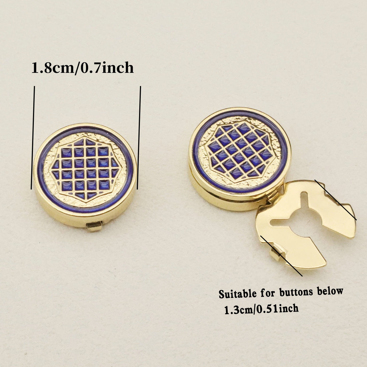 Golden Tone Checkered Button Covers for Men & Women