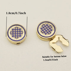 Golden Tone Checkered Button Covers for Men & Women