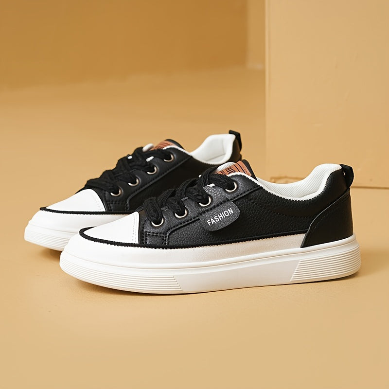 Women's Letter Pattern Lace-up Skate Shoes Soft Sole Athletic Sneakers