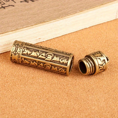 Brass Cylinder Pendant Keychain Retro Pill Box Medicine Container Key Chain
