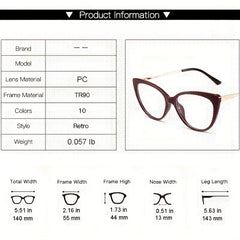 Anti Blue Light Cat Eye Glasses Metal TR90 Frame