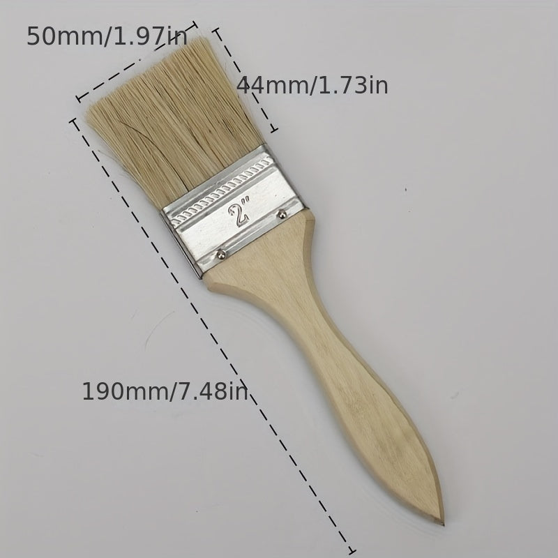 5pcs Wooden Handle Paint Brushes for Marine, BBQ, Household Projects