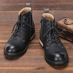 Men's PU Leather Casual Ankle Boots High Top Dress Shoes