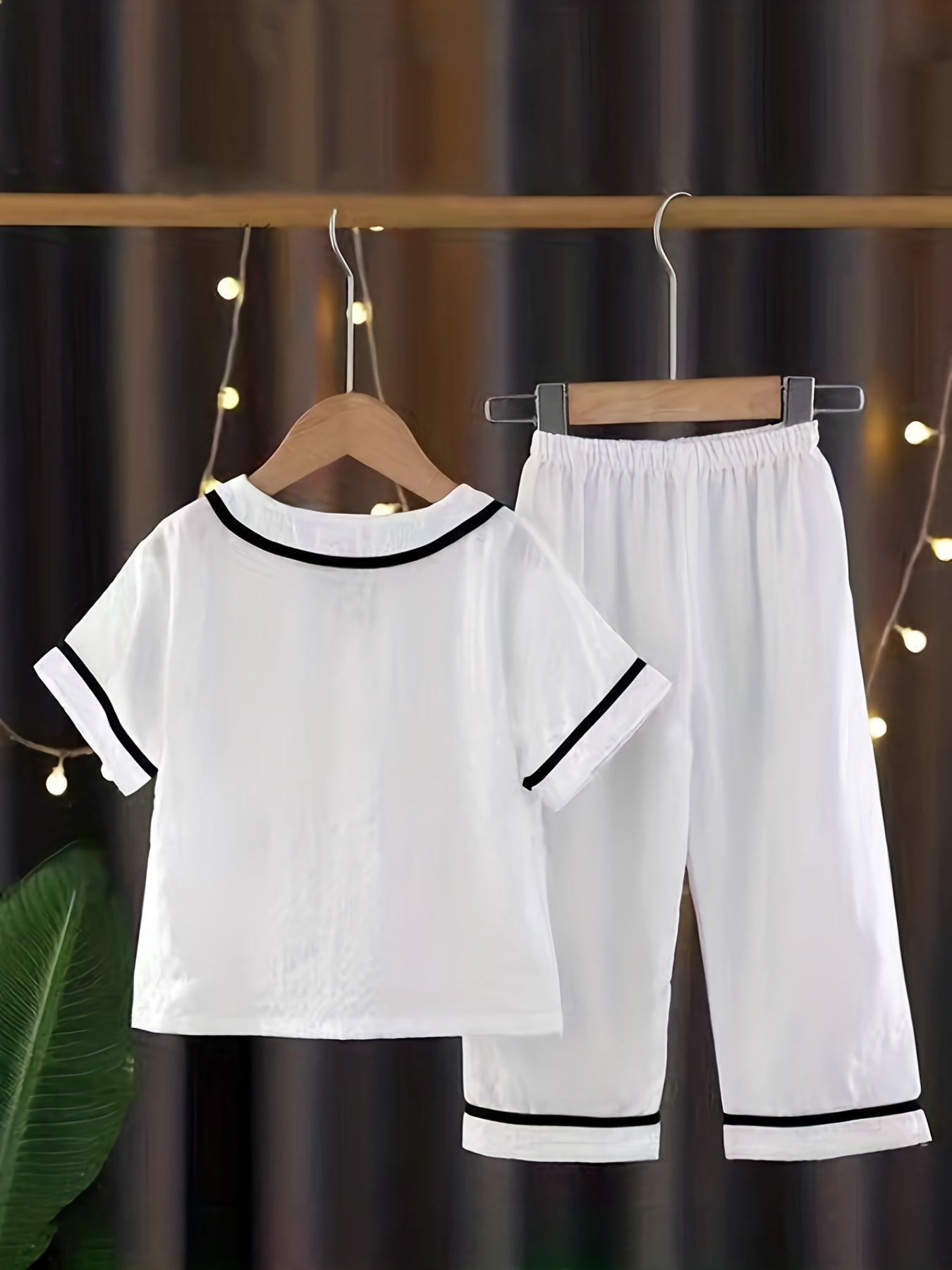 Boys Bear Pajamas Set Short Sleeves Tops & Bottoms Comfortable