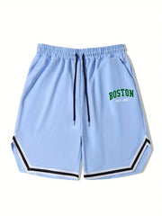 Men's Boston Graphic Drawstring Streetwear Shorts