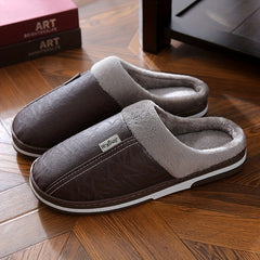 Men's Cozy Fleece Slides Soft Slippers Plush Non-slip Home Shoes