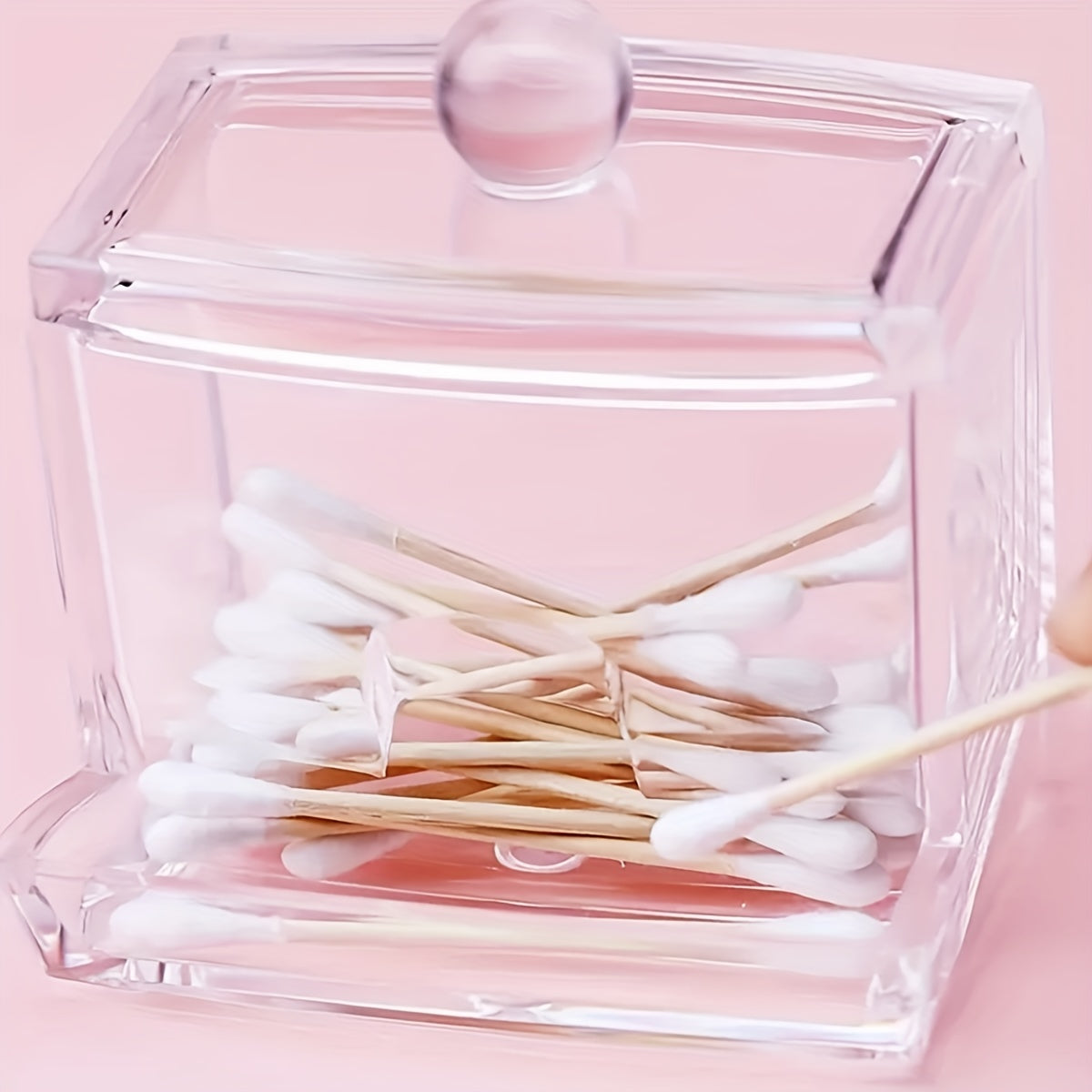 Acrylic Cotton Swabs and Ball Holder with Lid