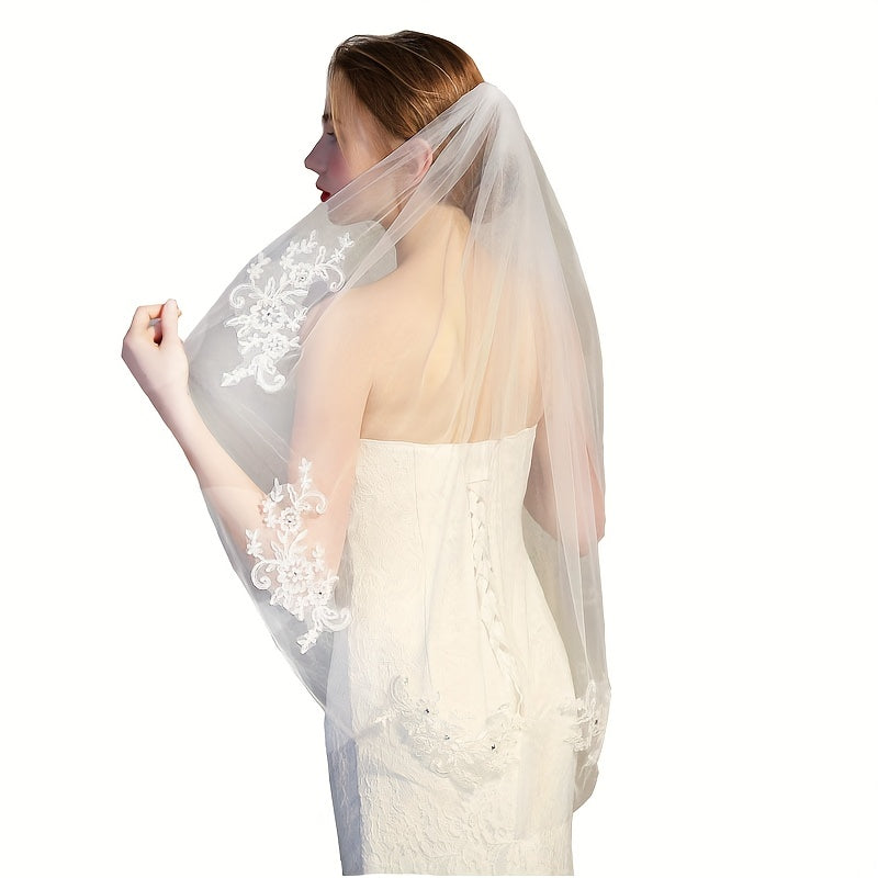 Lace Edge Bridal Wedding Veil 1 Tier Veil With Comb Wedding Accessories