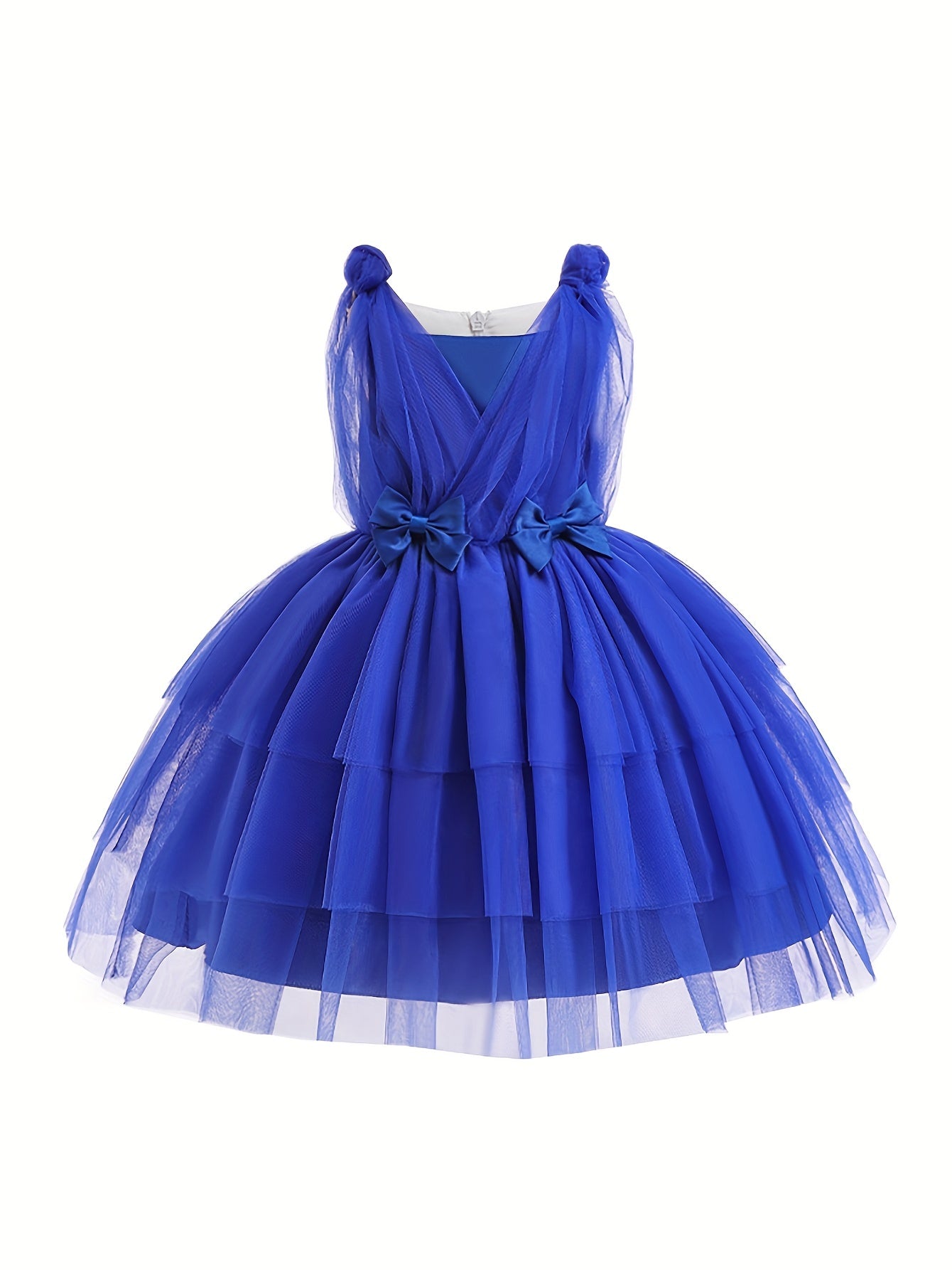 Princess Dress Birthday Girl Bow Decor Layered Tutu Dress