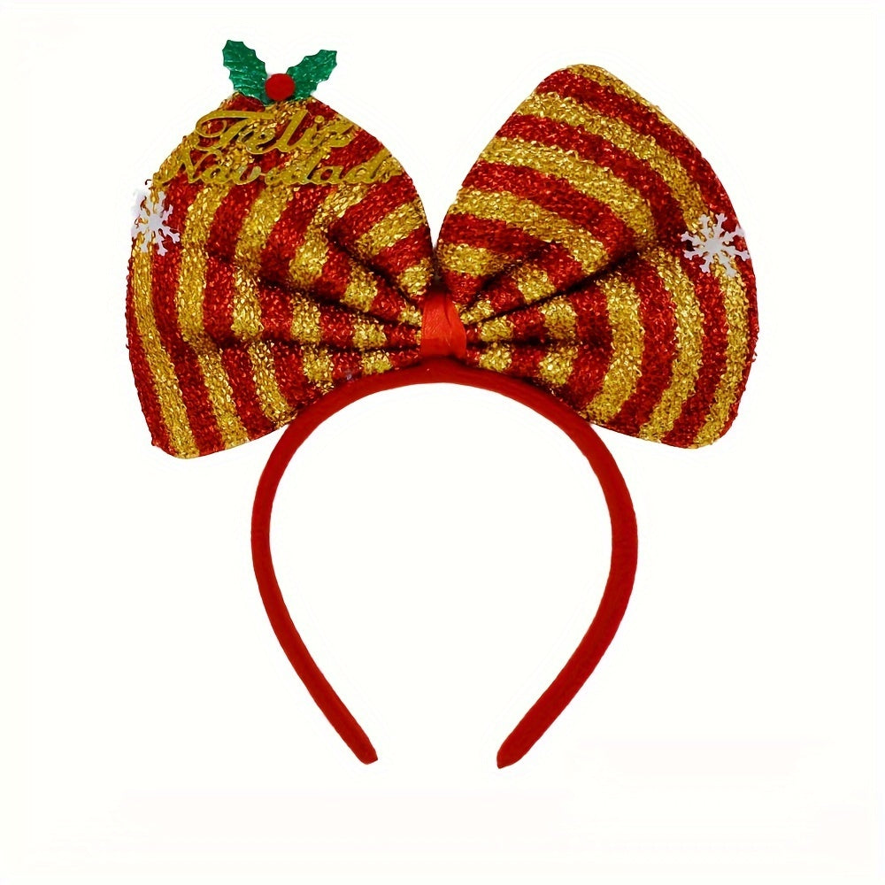 Christmas Bow Headband Rainbow Snowflake Party Decoration