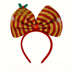 Christmas Bow Headband Rainbow Snowflake Party Decoration