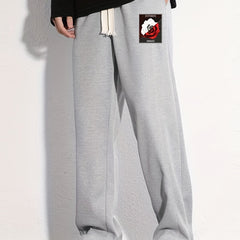 Rose Pattern Joggers Men's Casual Loose Fit Drawstring Pants Spring Summer