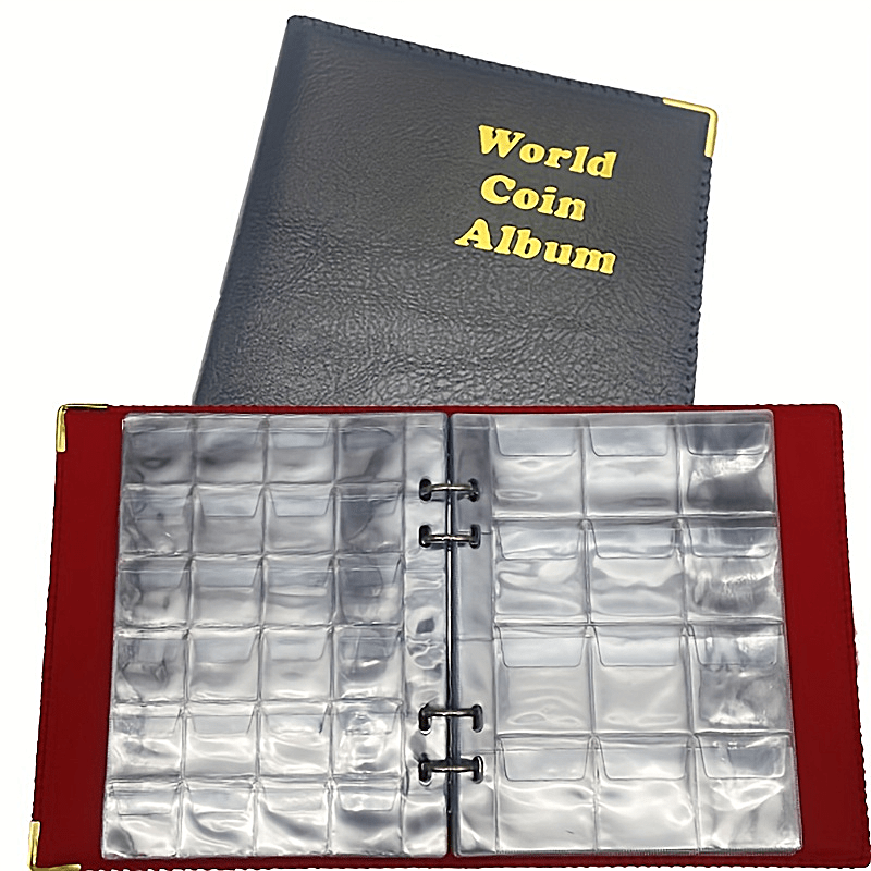 Leather Loose leaf 360 Grid Coin Collection Book Protect Showcase
