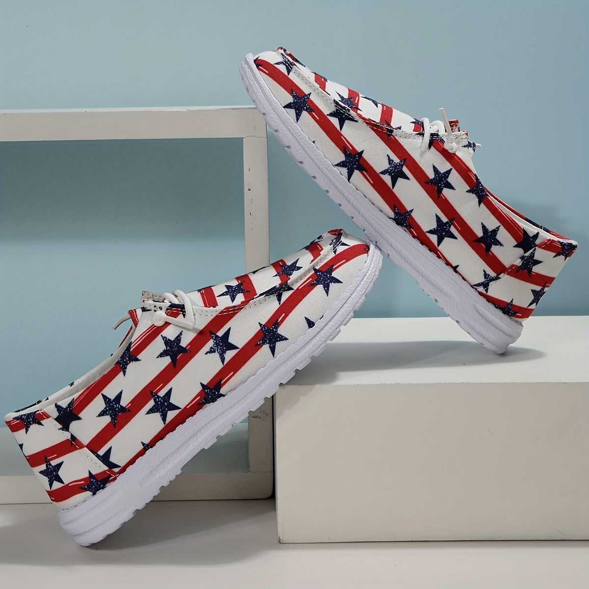 Women's Patriotic Boat Shoes Star & Stripe Graphic Canvas Shoes