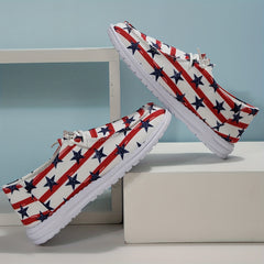 Women's Patriotic Boat Shoes Star & Stripe Graphic Canvas Shoes