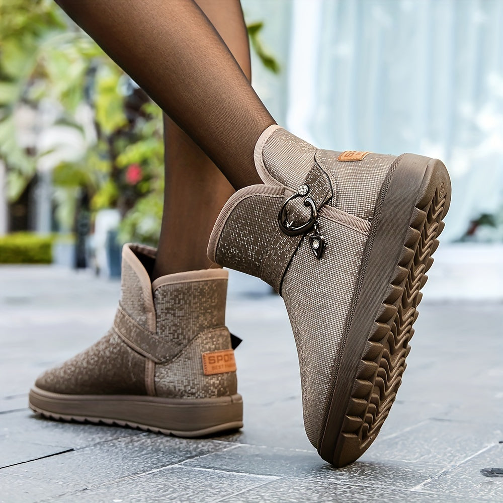 Women's Buckle Snow Boots with Fleece Liner