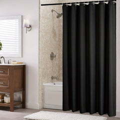 Fabric Shower Curtain Waffle Textured Heavy Duty Cloth Bathroom Shower Curtain