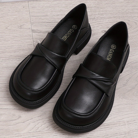 Women's Strap Flat Loafers Round Toe Faux Leather Slip On Shoes