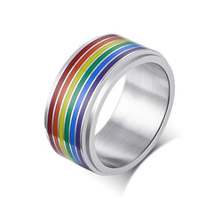 Rainbow Pride Ring LGBT Stainless Steel Friendship Jewelry