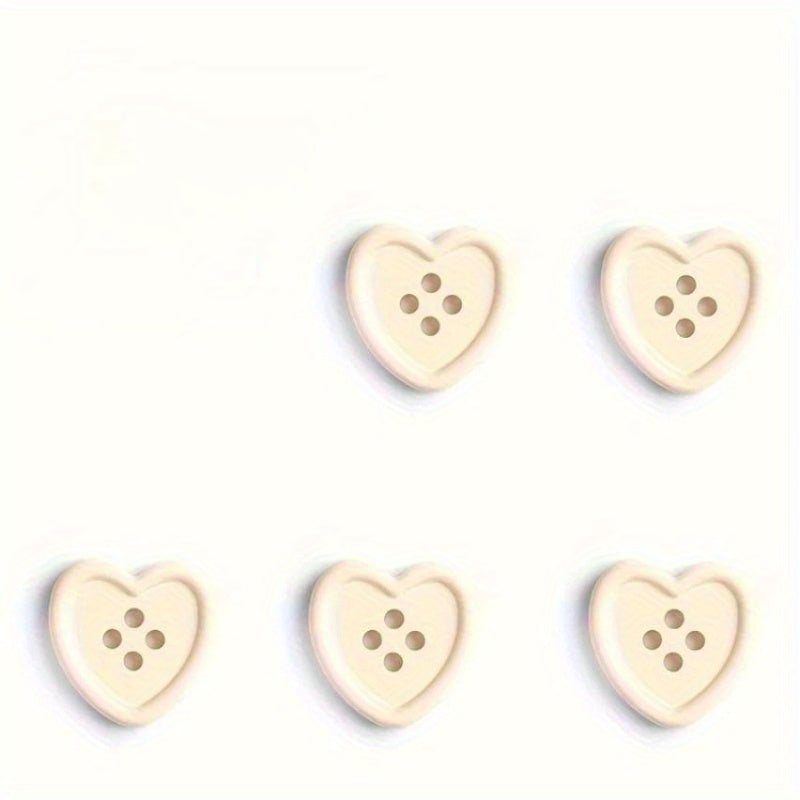 5pcs Heart Shaped Shank Buttons Red Beige Crafts & Clothing Repair