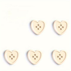 5pcs Heart Shaped Shank Buttons Red Beige Crafts & Clothing Repair