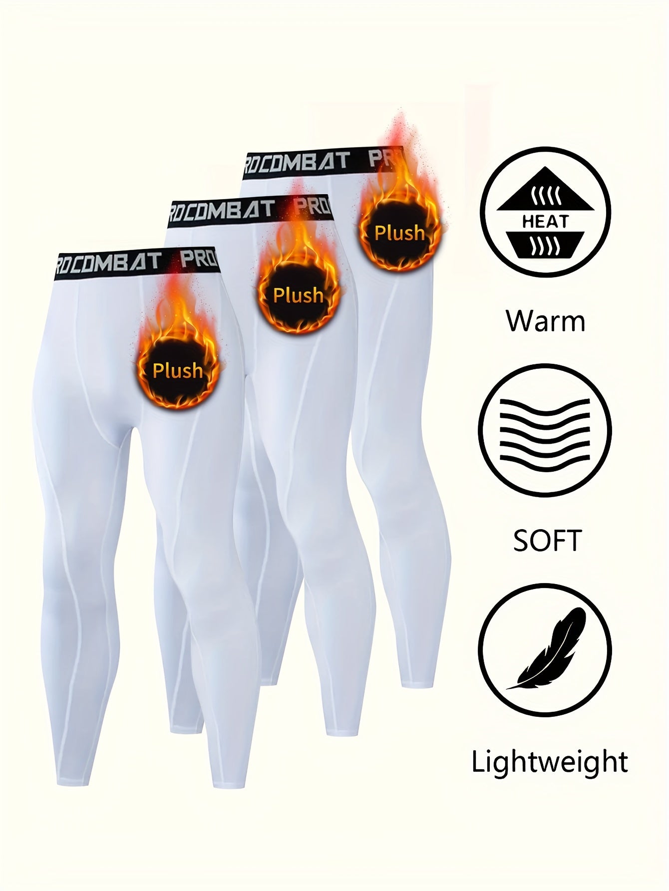 Men's Warm Fleece Bottoming Pants Sports Fitness High Elastic Leggings