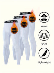 Men's Warm Fleece Bottoming Pants Sports Fitness High Elastic Leggings
